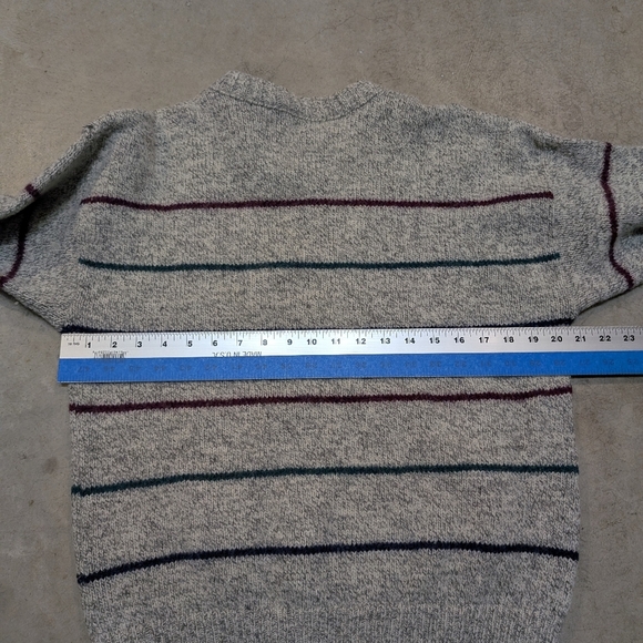 VTG Eddie Bauer Sweater Wool USA Made Striped Mens M Gray - Picture 6 of 6